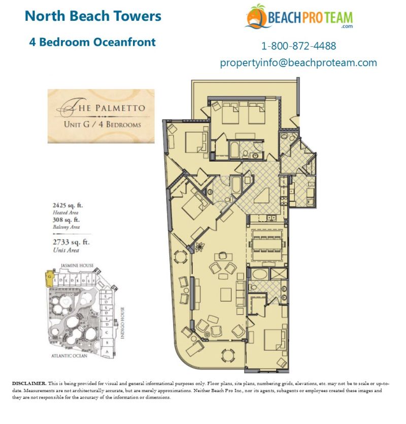 North Beach Towers Floor Plan - The Palmetto 4 Bedroom Oceanfront Corner